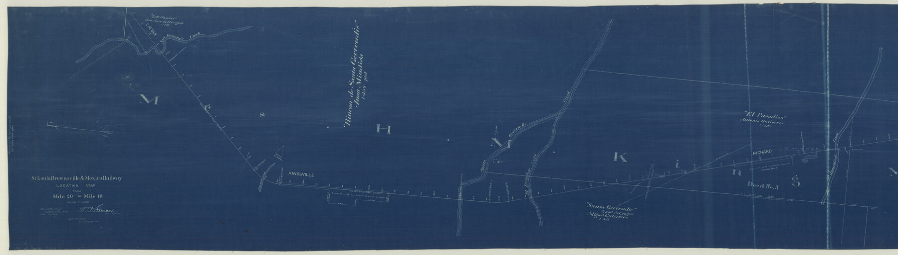 64077, St. Louis, Brownsville & Mexico Railway Location Map from Mile 20 to Mile 40, General Map Collection