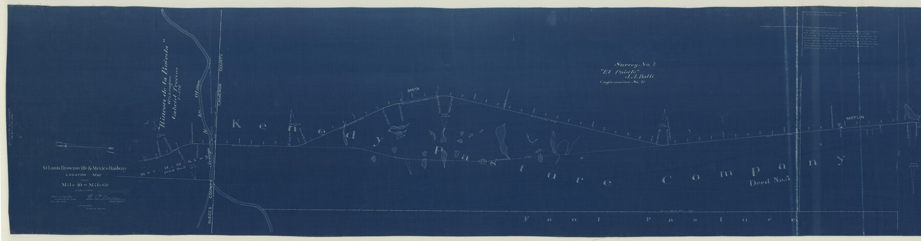 64079, St. Louis, Brownsville & Mexico Railway Location map from Mile 40 to Mile 60, General Map Collection