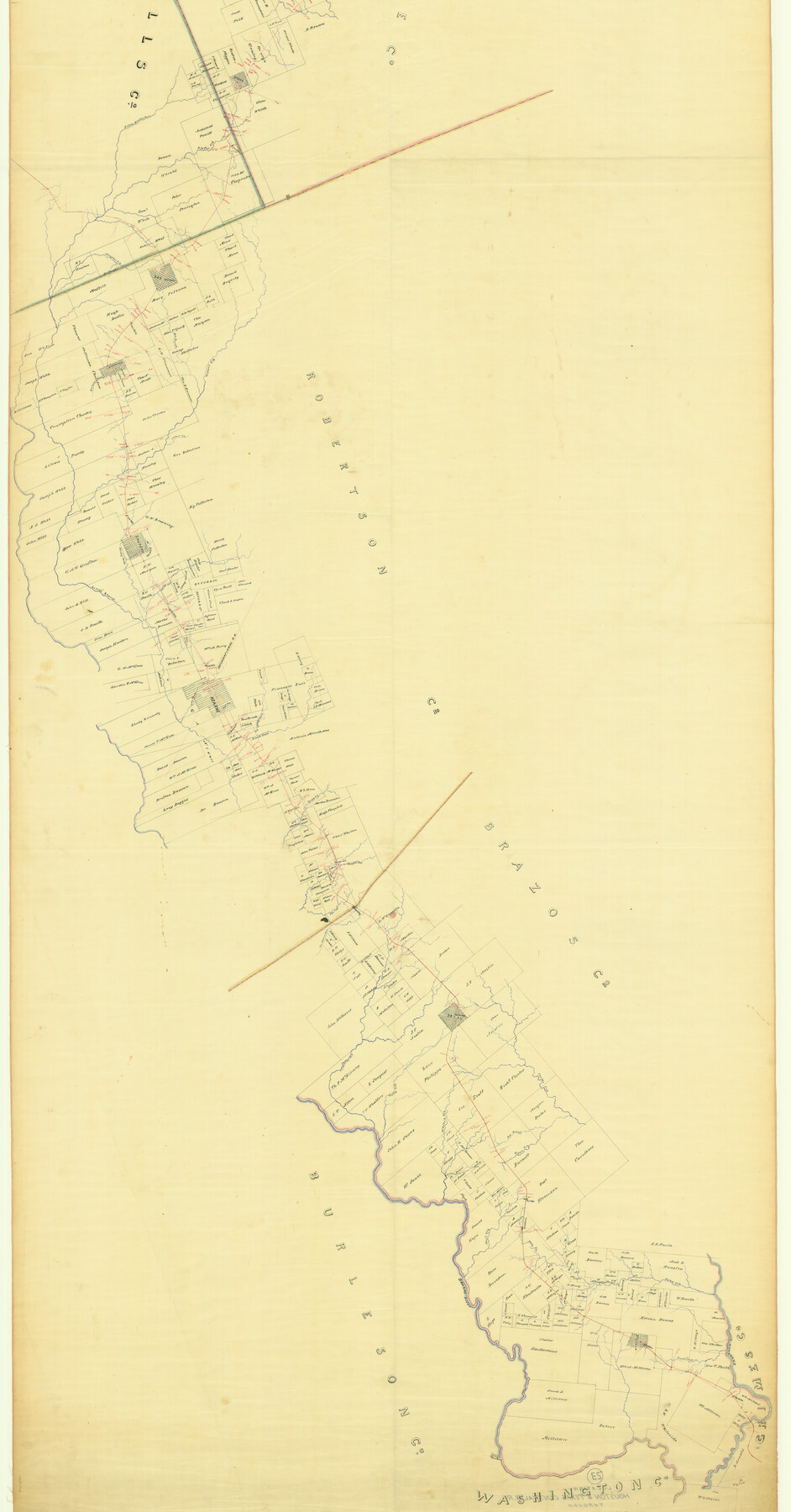 64087, [Map of the Line of the H. & Texas Cen. Railway from the Navasota River, 72 1/2 Miles from Houston, to Corsicana in Navarro Co., 211 mls from Houston], General Map Collection