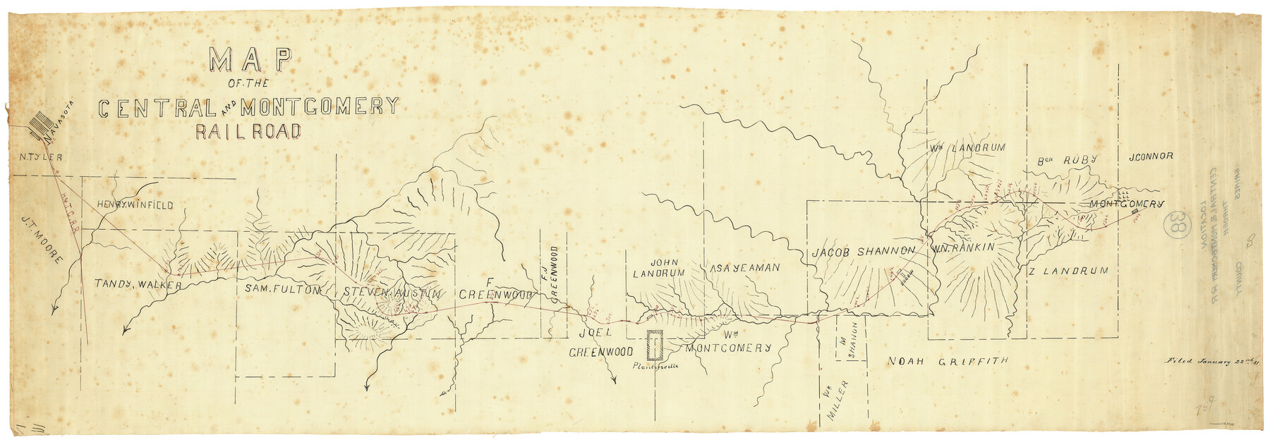 64141, Map of the Central and Montgomery Railroad, General Map Collection