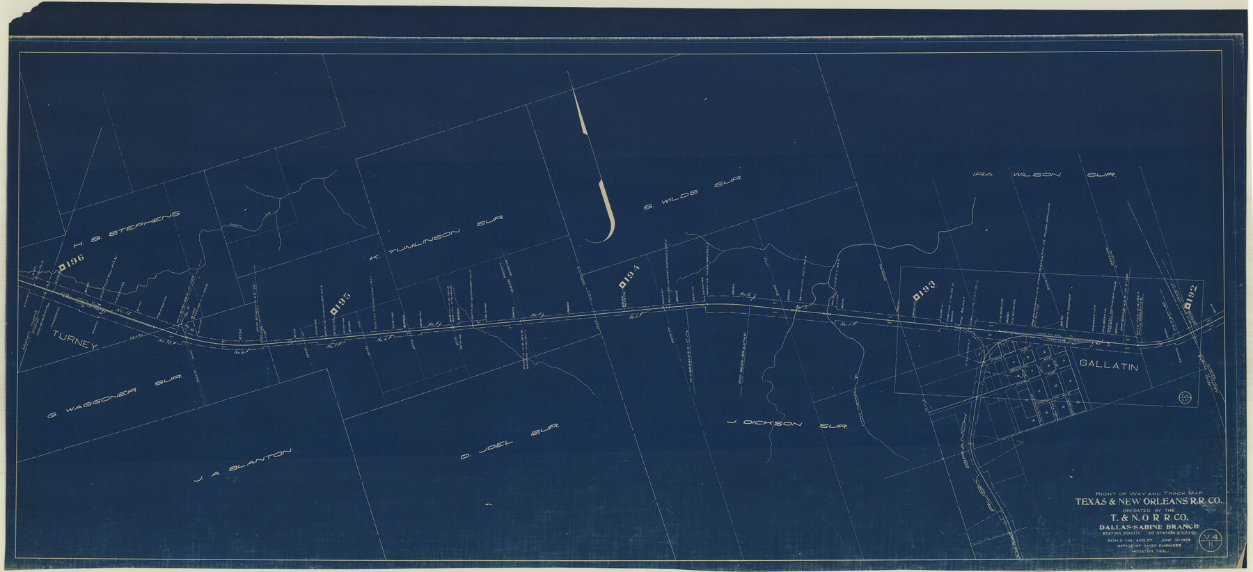 64153, Right of Way and Track Map Texas & New Orleans R.R. Co. operated by the T. & N. O. R.R. Co. Dallas-Sabine Branch, General Map Collection