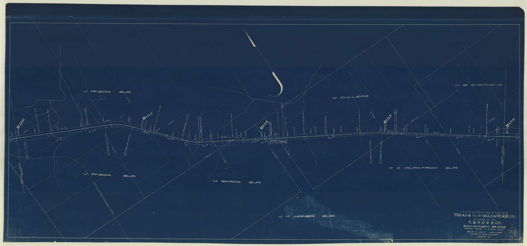 64154, Right of Way and Track Map Texas & New Orleans R.R. Co. operated by the T. & N. O. R.R. Co. Dallas-Sabine Branch, General Map Collection