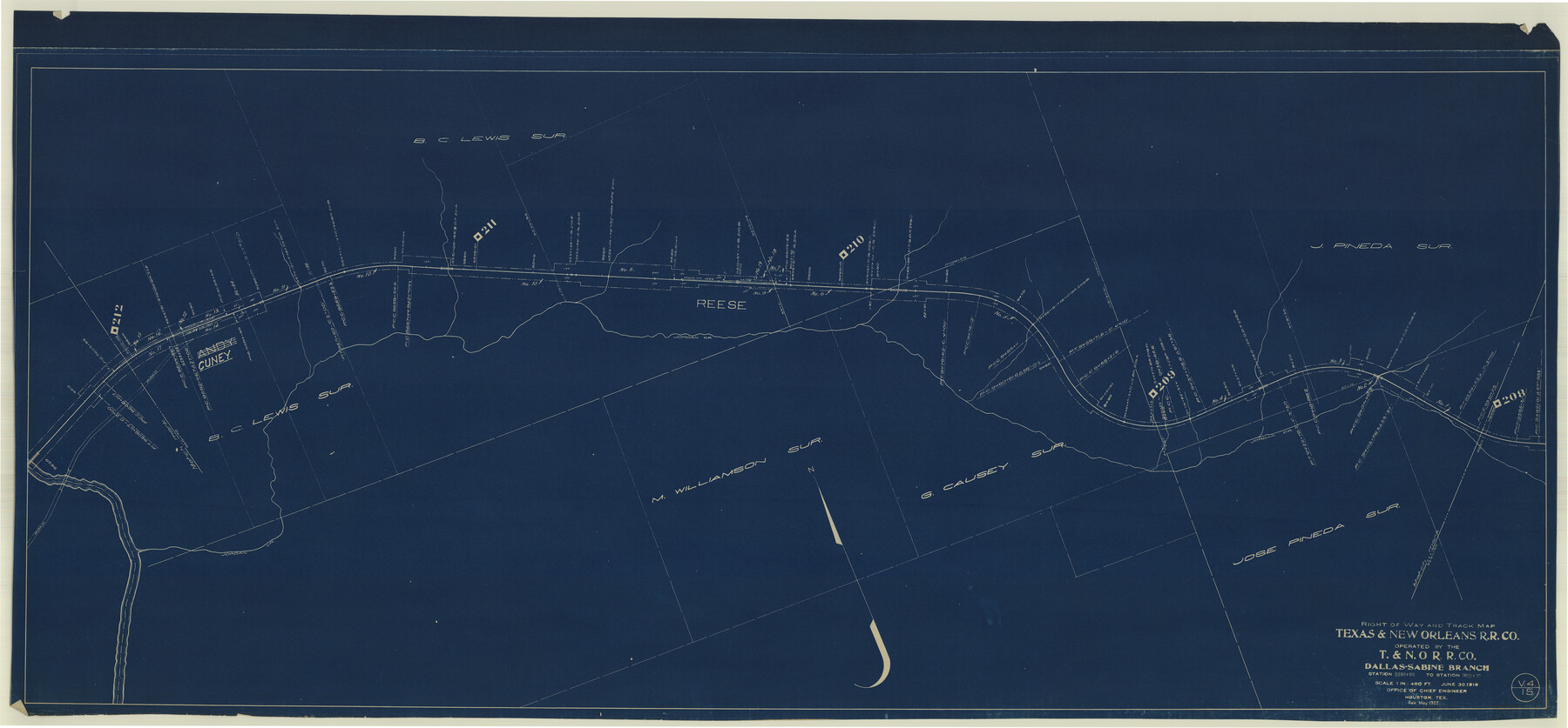 64157, Right of Way and Track Map Texas & New Orleans R.R. Co. operated by the T. & N. O. R.R. Co. Dallas-Sabine Branch, General Map Collection