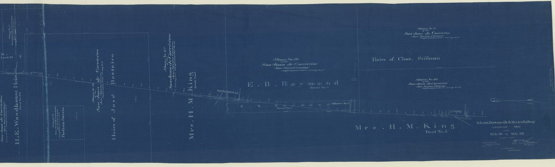 64166, St. Louis, Brownsville & Mexico Railway Location Map from Mile 80 to Mile 100, General Map Collection