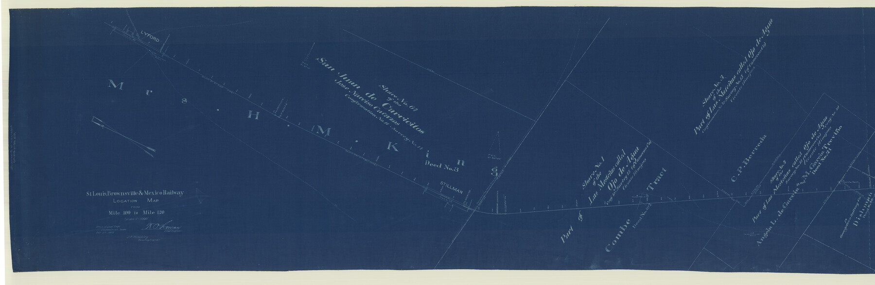 64167, St. Louis, Brownsville & Mexico Railway Location Map from Mile 100 to Mile 120, General Map Collection