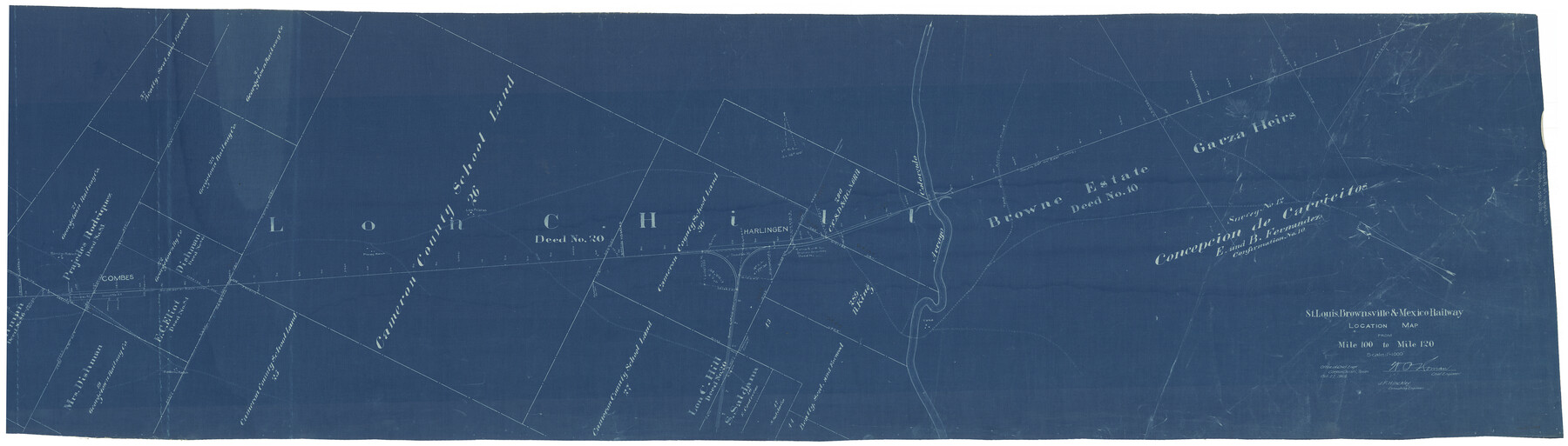 64168, St. Louis, Brownsville & Mexico Railway Location Map from Mile 100 to Mile 120, General Map Collection
