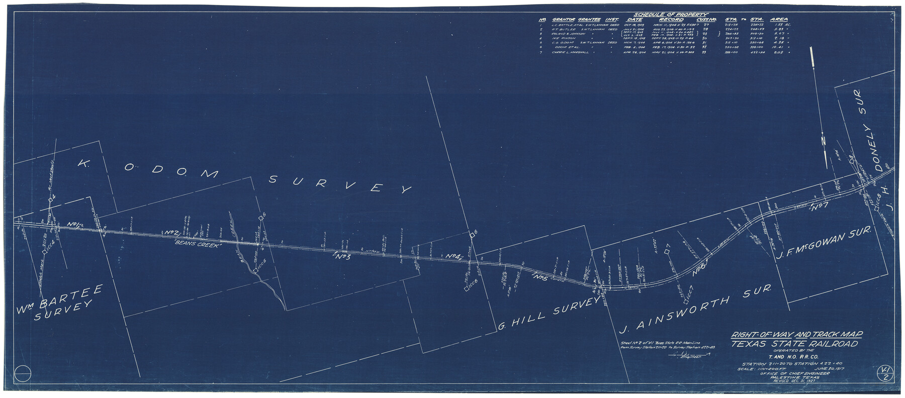 64172, Right-of-Way and Track Map, Texas State Railroad operated by the T. and N.O. R.R. Co., General Map Collection
