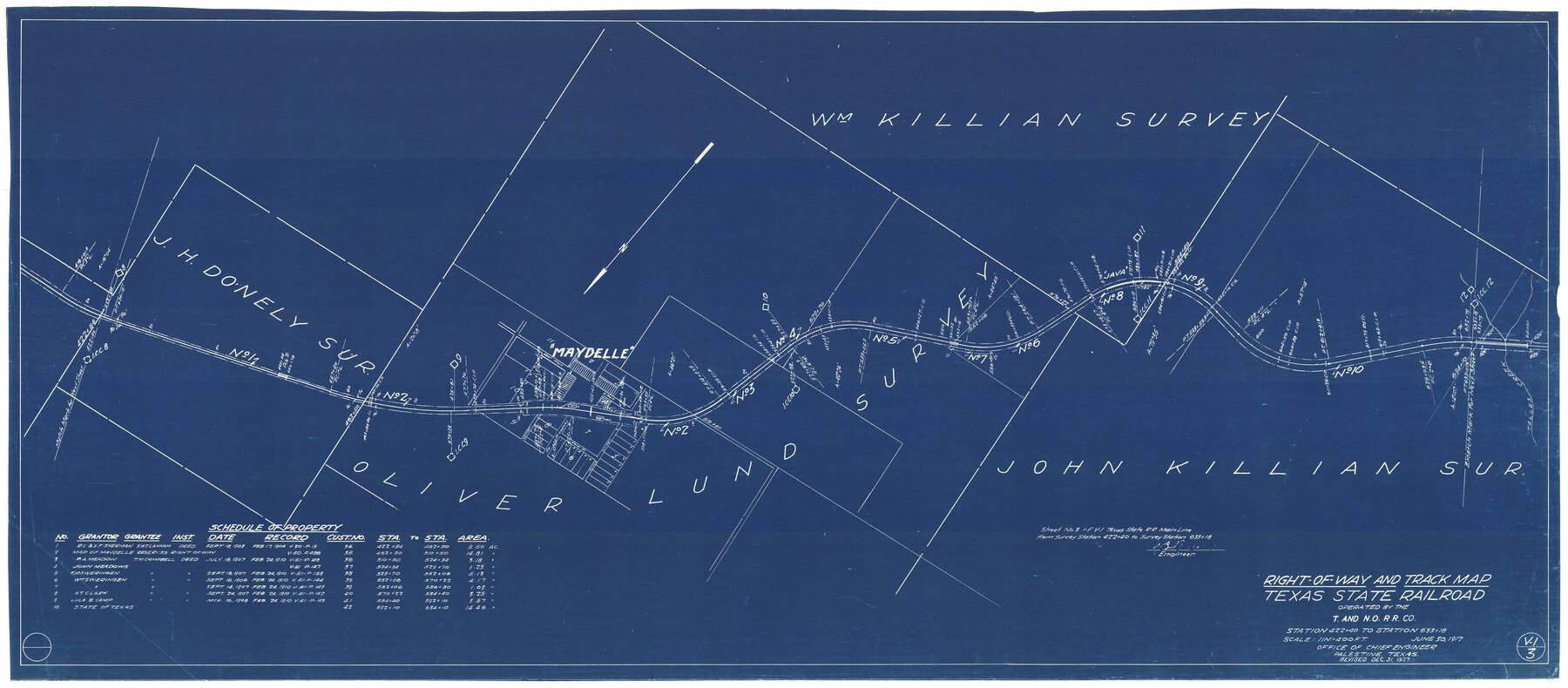 64173, Right-of-Way and Track Map, Texas State Railroad operated by the T. and N. O. R.R. Co., General Map Collection
