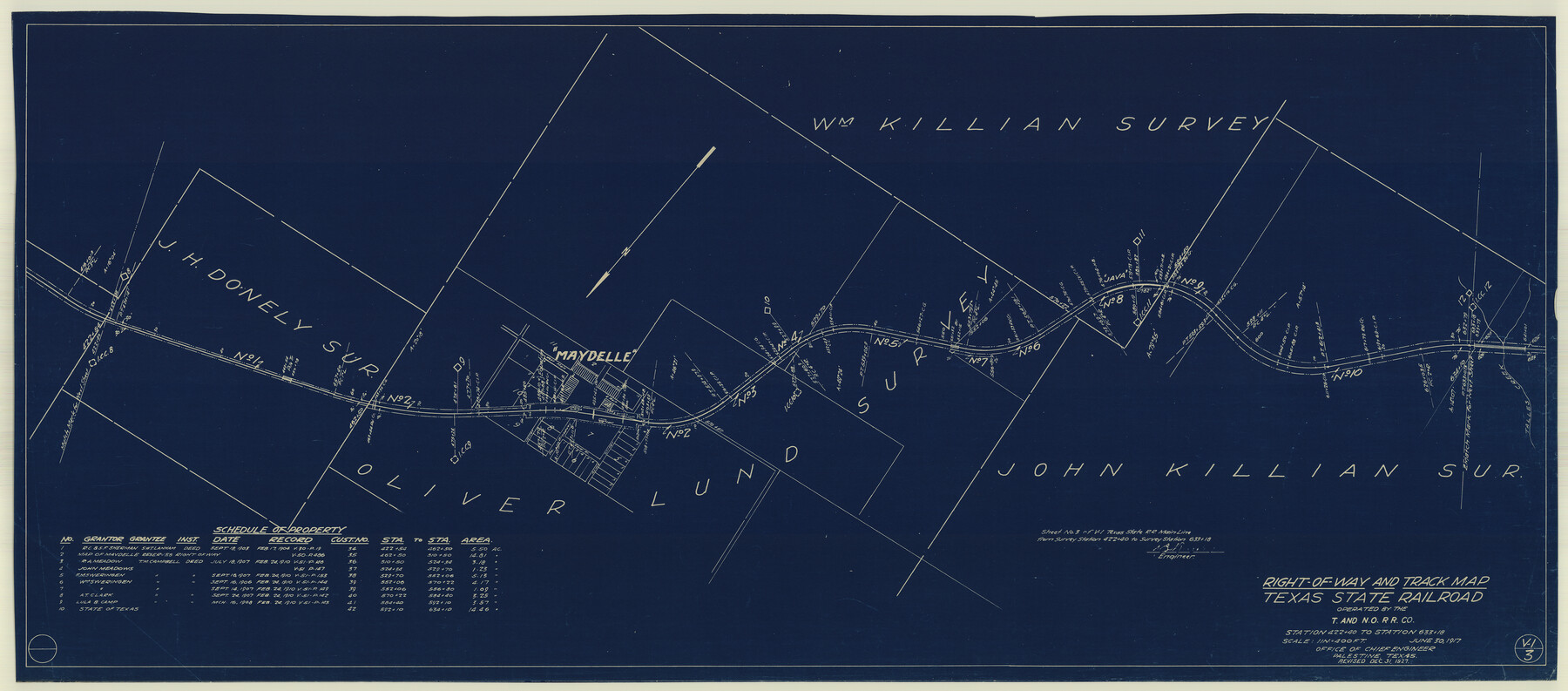 64173, Right-of-Way and Track Map, Texas State Railroad operated by the T. and N. O. R.R. Co., General Map Collection