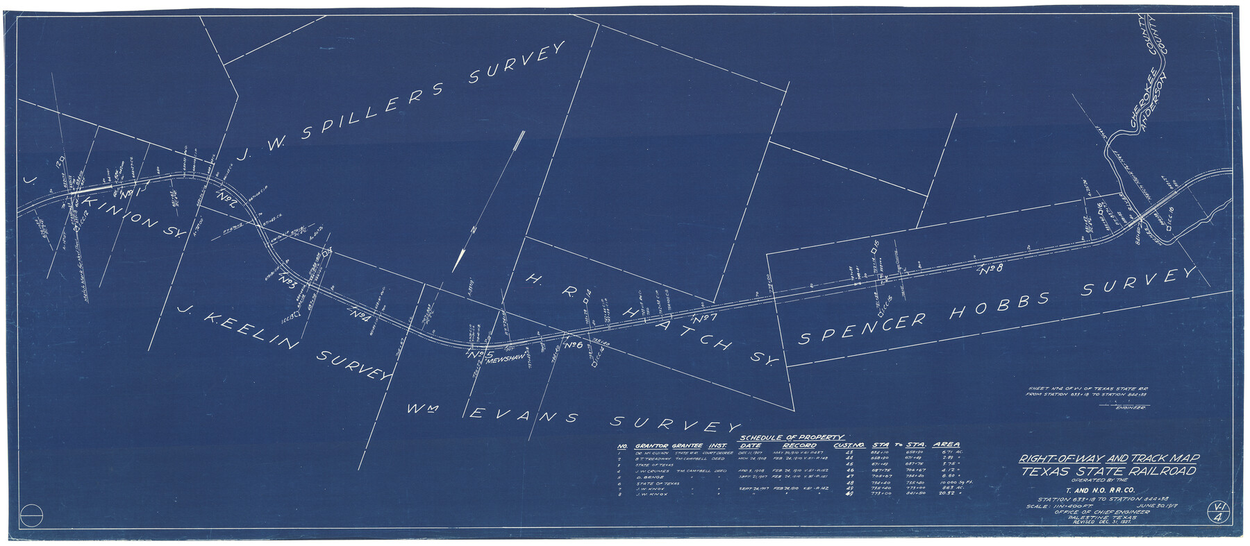 64174, Right-of-Way and Track Map, Texas State Railroad operated by the T. and N. O. R.R. Co., General Map Collection
