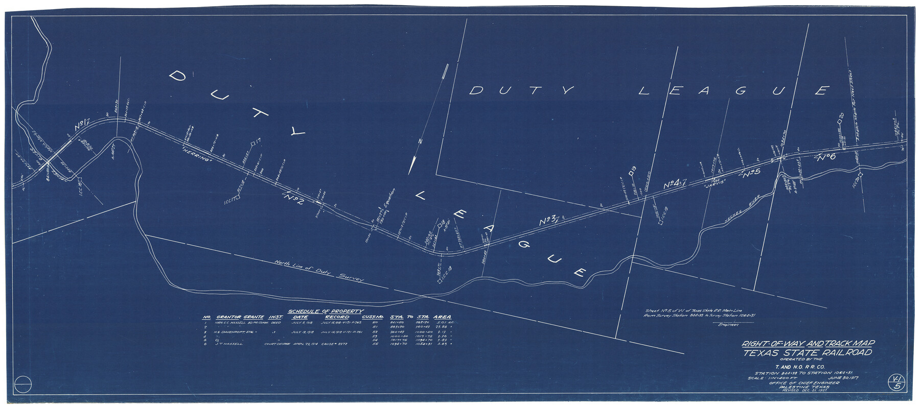 64175, Right-of-Way and Track Map, Texas State Railroad operated by the T. and N. O. R.R. Co., General Map Collection
