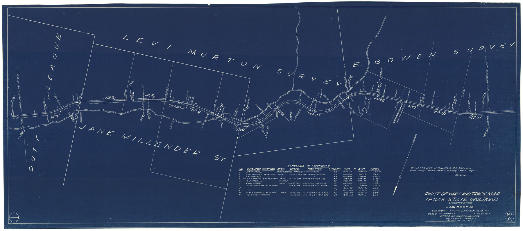 64176, Right-of-Way and Track Map, Texas State Railroad operated by the T. and N. O. R.R. Co., General Map Collection
