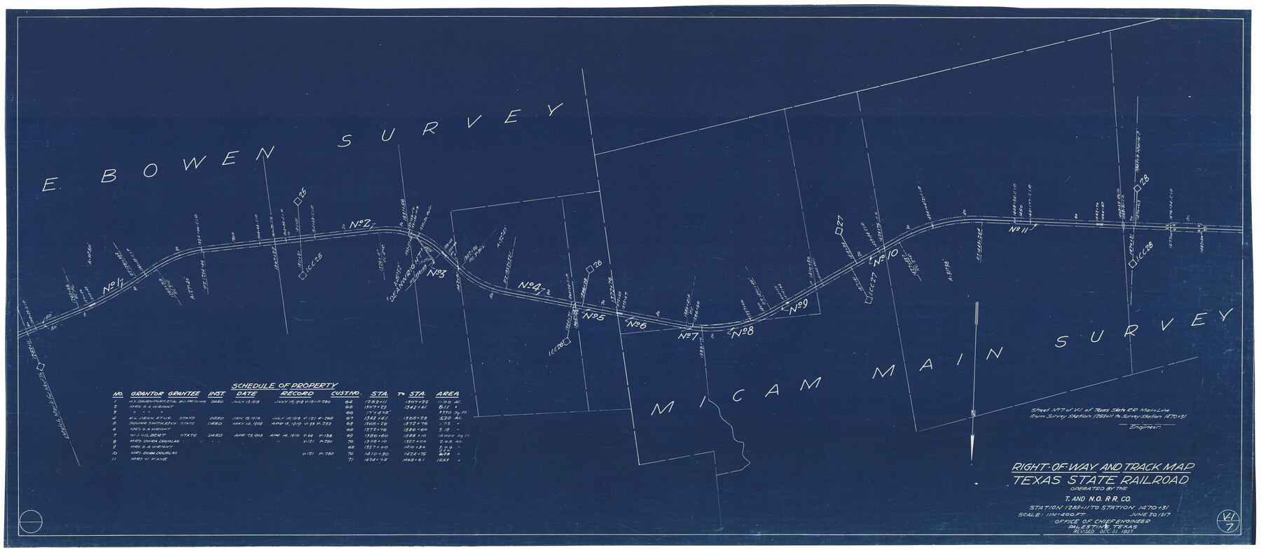 64177, Right-of-Way and Track Map, Texas State Railroad operated by the T. and N. O. R.R. Co., General Map Collection
