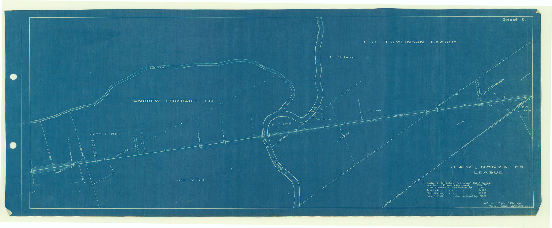 64184, [Galveston, Harrisburg & San Antonio Railroad from Cuero to Stockdale], General Map Collection