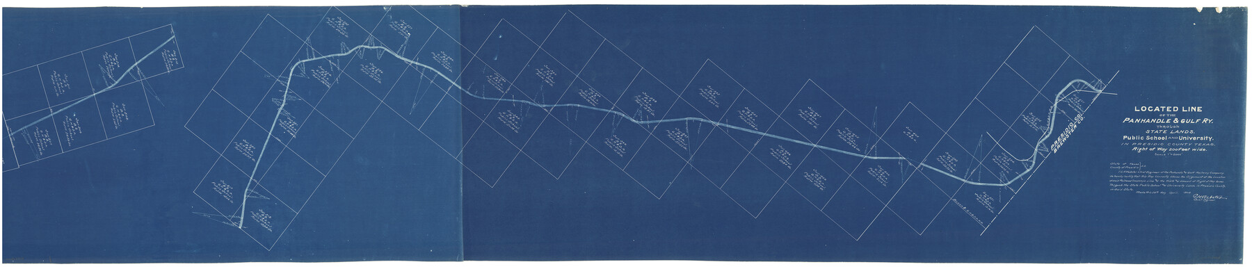 64269, [Kansas City, Mexico & Orient] Located Line of the Panhandle and Gulf RY. Through Stand Lands, Public School and University, In Presidio County Texas, Right of Way 200 feet Wide, General Map Collection

