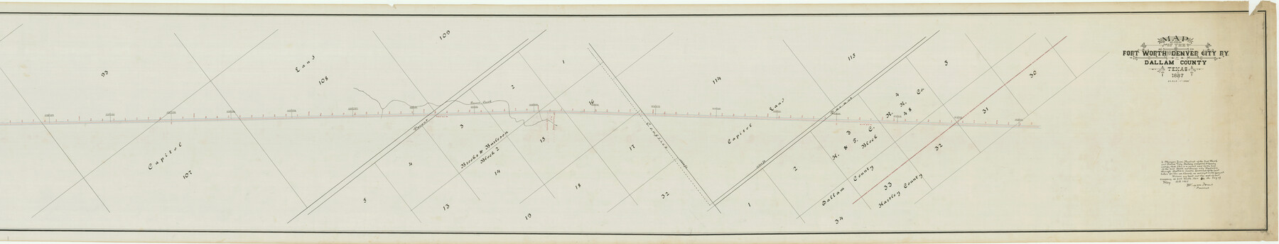 64352, Map of the Fort Worth & Denver City Ry., Dallam County, Texas, General Map Collection