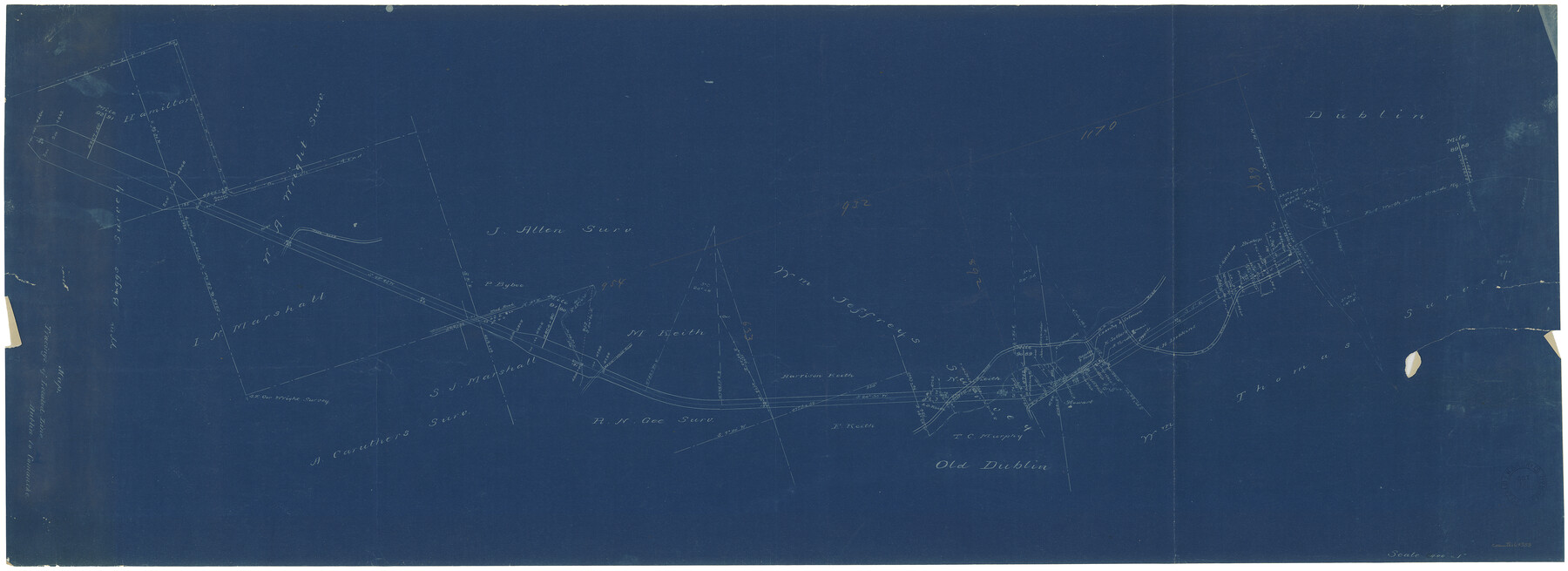 64353, [Fort Worth & Rio Grande Ry.] Map, Tracings of Located Line, Dublin to Comanche, General Map Collection
