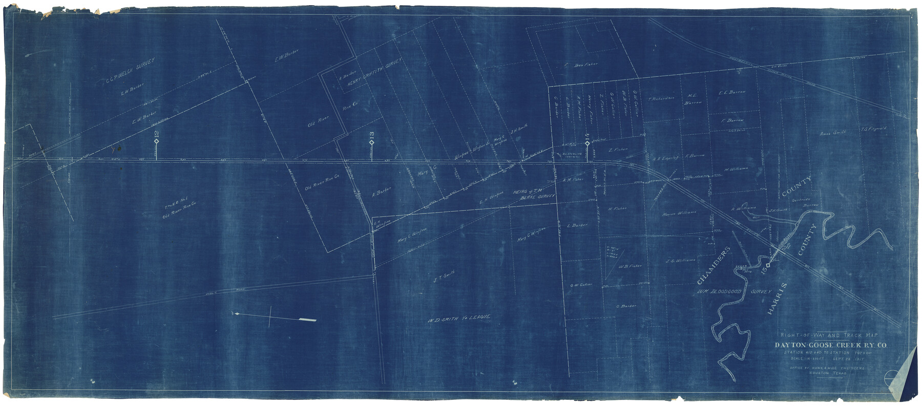 64368, Right of Way and Track Map, Dayton-Goose Creek Ry. Co., Station 612+40 to Station 792+00, General Map Collection
