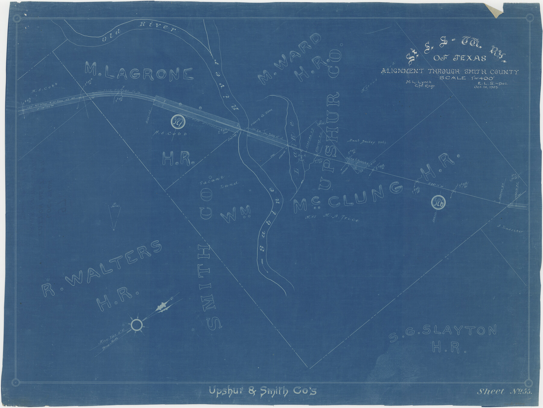 64373, [Cotton Belt] St. Louis Southwestern Railway of Texas, Alignment through Smith County, General Map Collection