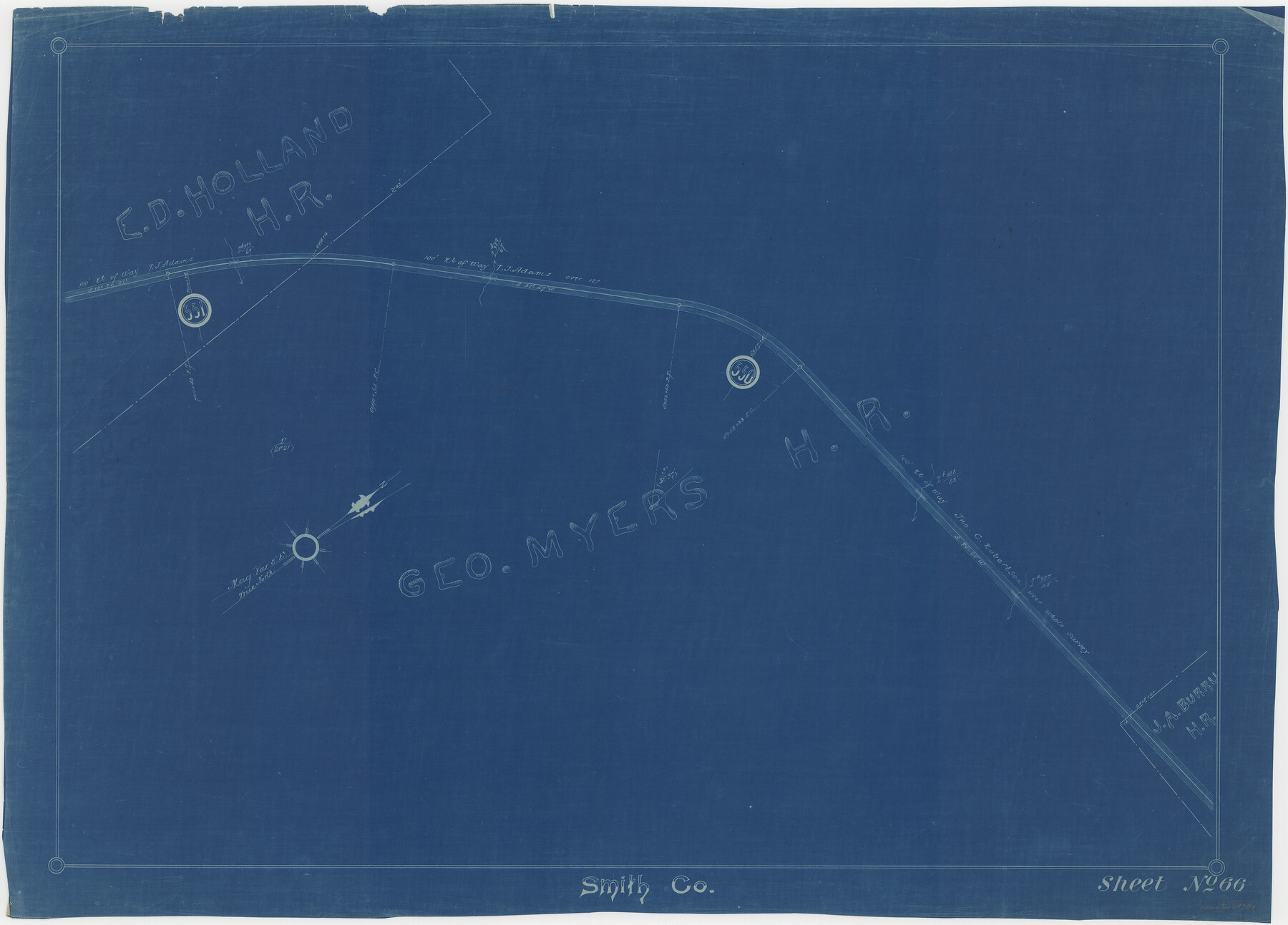 64384, [Cotton Belt, St. Louis Southwestern Railway of Texas, Alignment through Smith County], General Map Collection