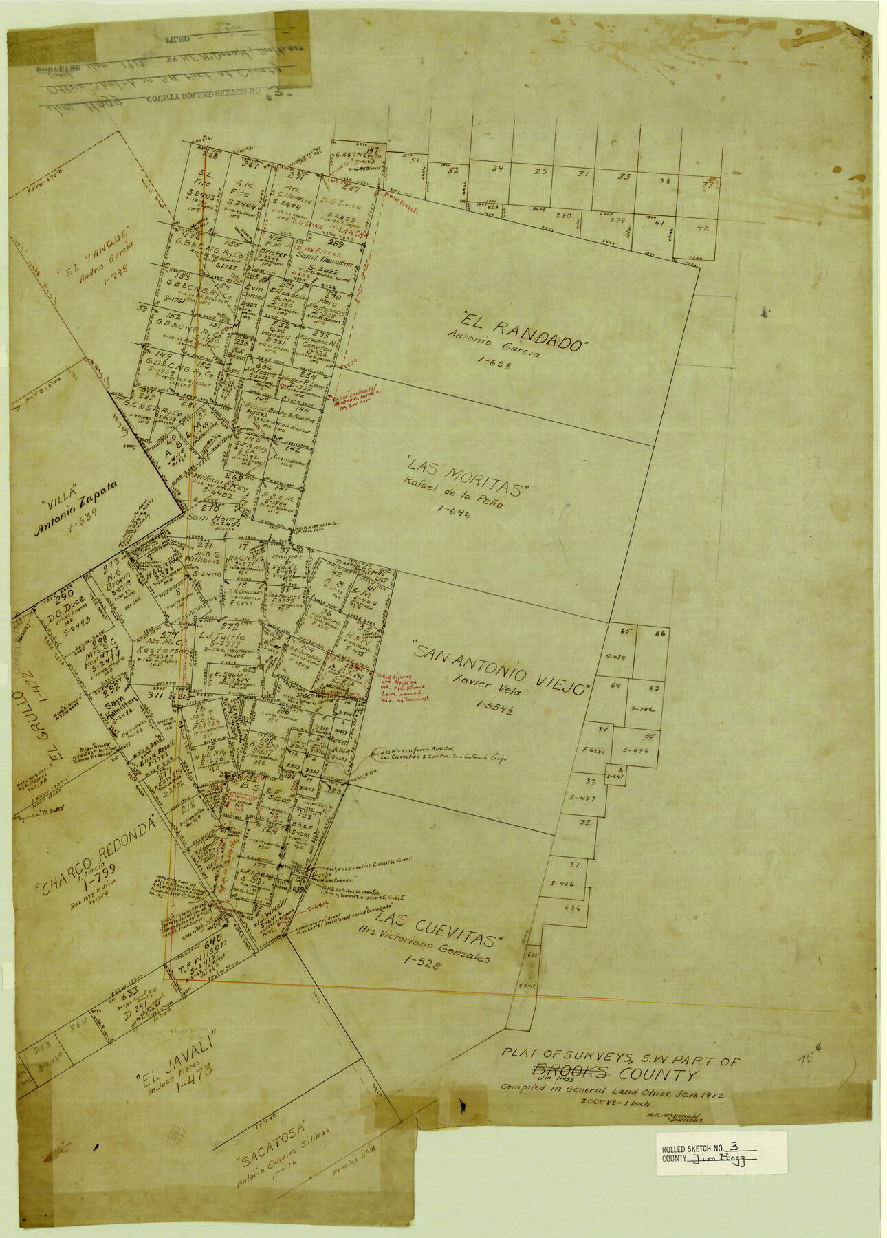 6439, Jim Hogg County Rolled Sketch 3, General Map Collection