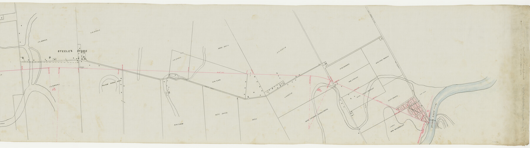 64401, [Map of the Hearne and Brazos Valley Railroad from Mumford to Moseley's Ferry], General Map Collection