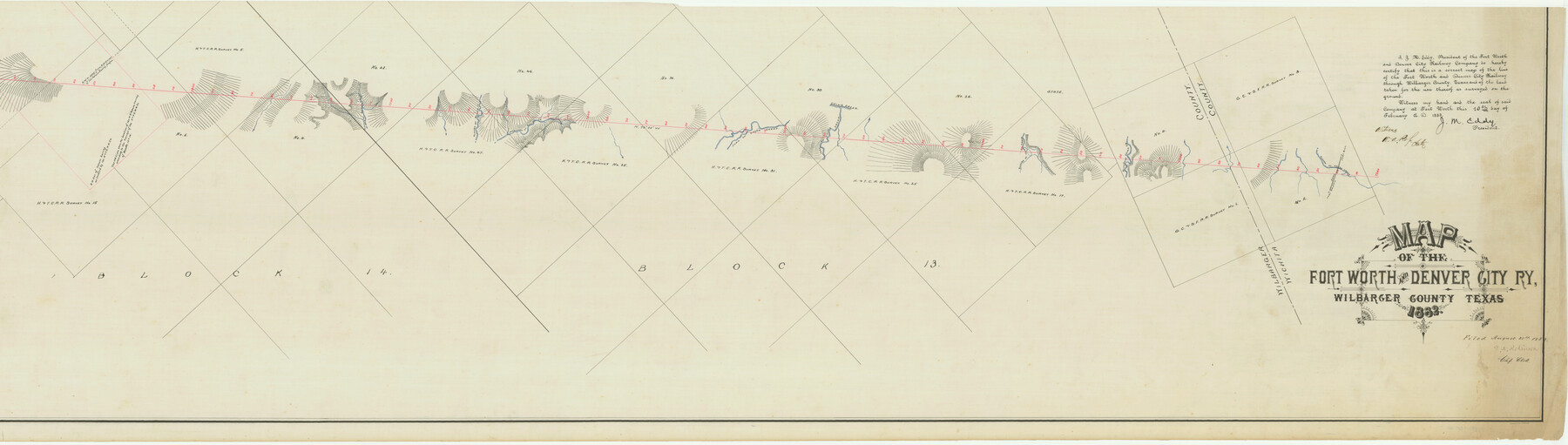 64427, Map of the Fort Worth and Denver City Railway, through Wilbarger County Texas, 1882, General Map Collection