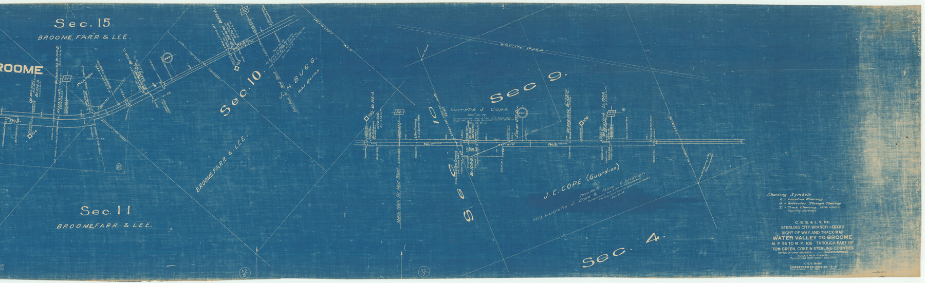 64437, Concho, San Saba & Llano Valley Railway, Sterling City Branch, Texas. Right of Way and Track Map, General Map Collection