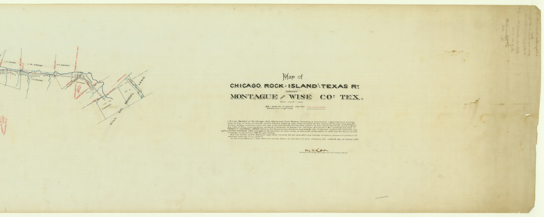 64469, Map of Chicago, Rock Island & Texas Railway through Montague and Wise Counties, Texas, General Map Collection