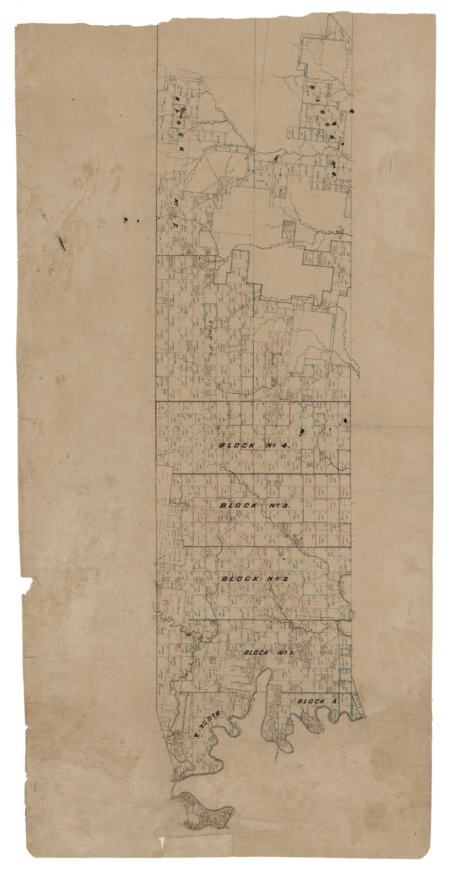 64510, [Map of Texas and Pacific Blocks from Brazos River westward through Palo Pinto, Stephens, Shackelford, Jones, Callahan, Taylor, Fisher, Nolan and Mitchell Counties], General Map Collection