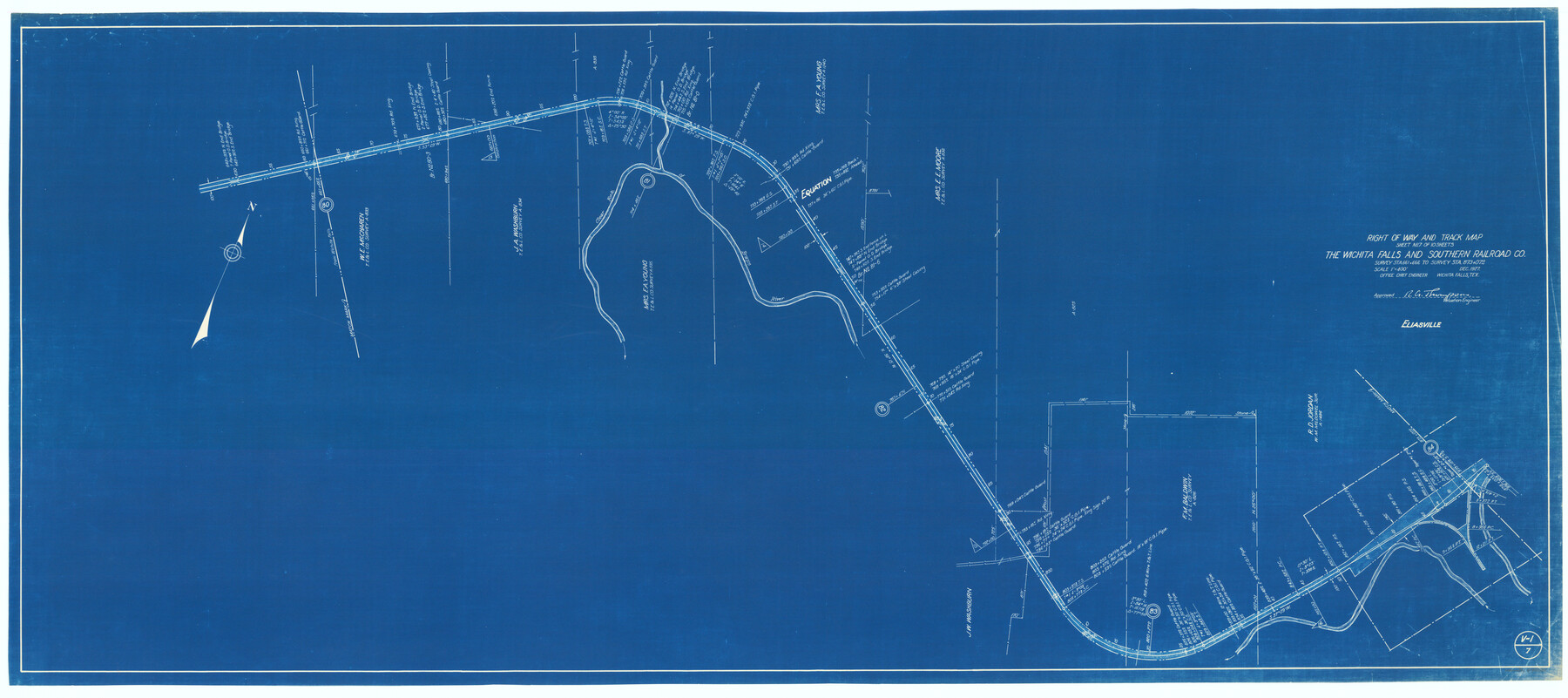 64520, Right of Way and Track Map of The Wichita Falls & Southern Railroad Company, General Map Collection
