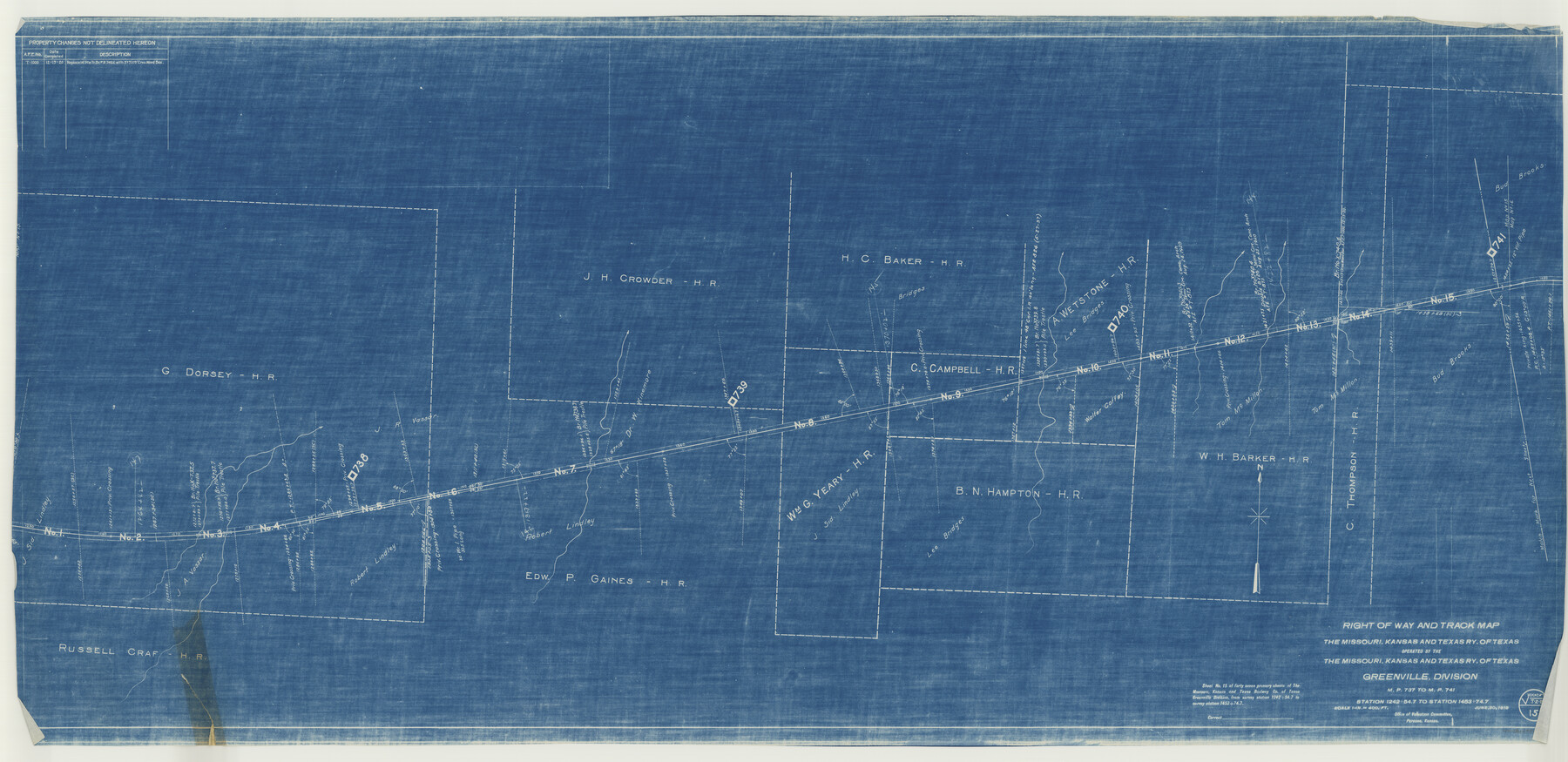 64525, Right of Way and Track Map of The Missouri, Kansas & Texas Railway of Texas, General Map Collection