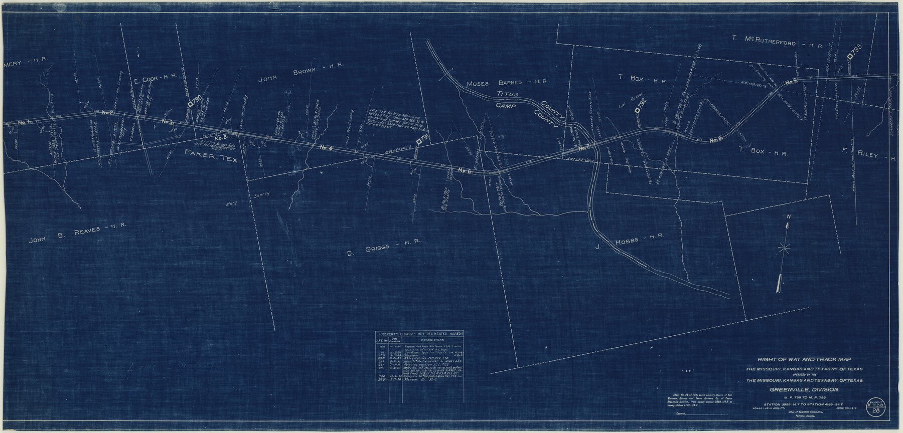 64538, Right of Way and Track Map of The Missouri, Kansas & Texas Railway of Texas, General Map Collection