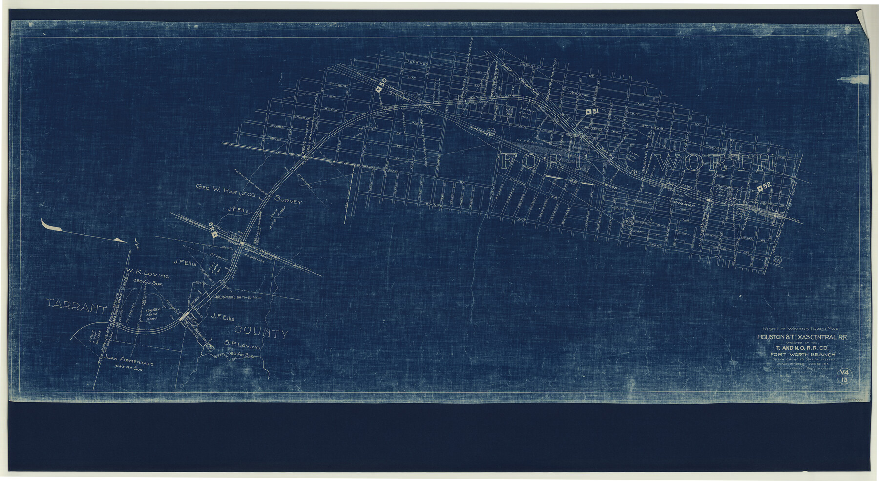 64539, Right of Way and Track Map Houston & Texas Central R.R. operated by the T. and N. O. R.R. Co., Fort Worth Branch, General Map Collection