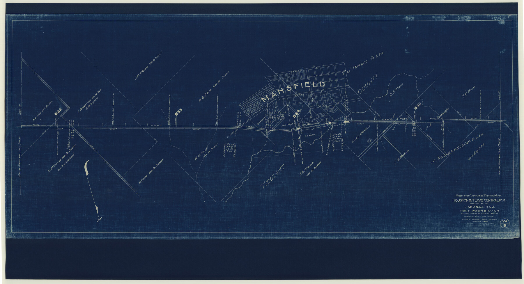64541, Right of Way and Track Map Houston & Texas Central R.R. operated by the T. and N. O. R.R. Co., Fort Worth Branch, General Map Collection
