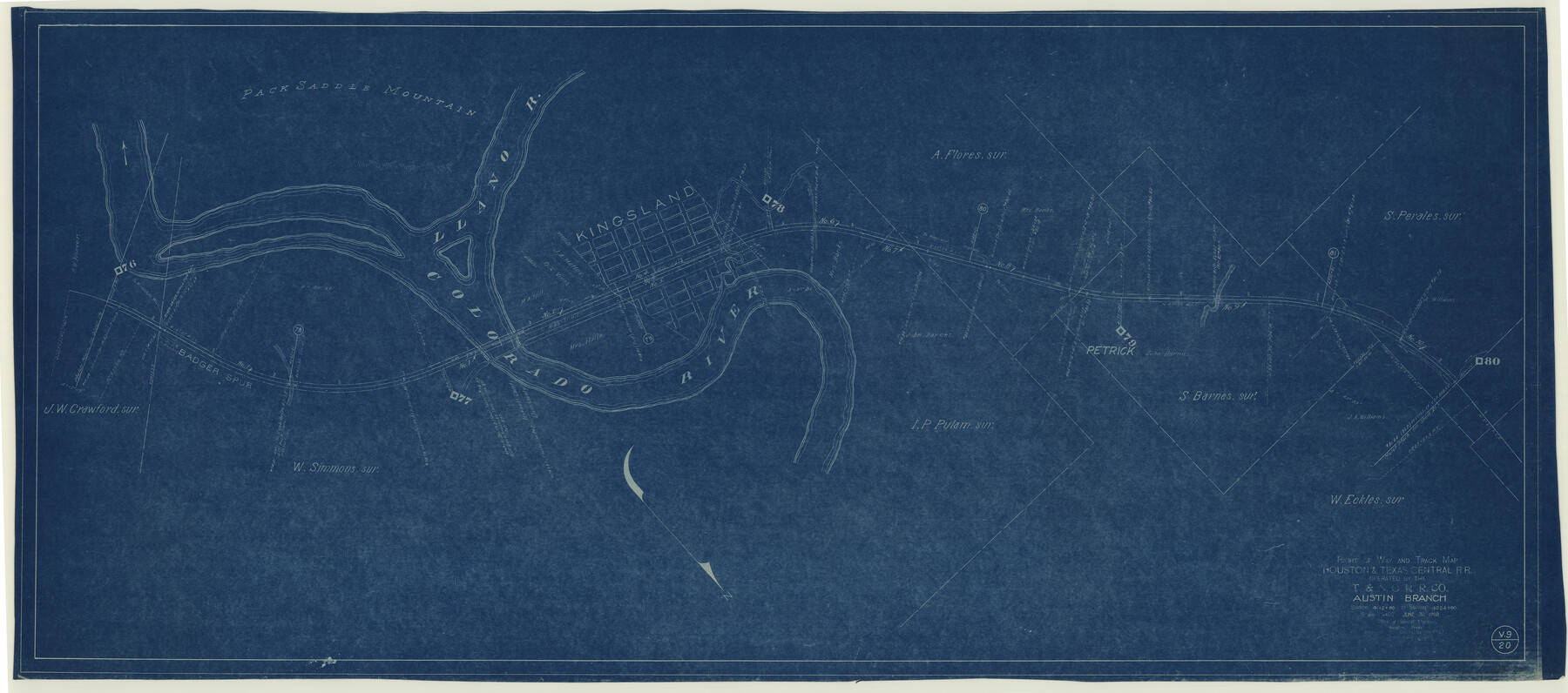 64553, Right of Way and Track Map Houston & Texas Central R.R. operated by the T. & N.O. R.R. Co., Austin Branch, General Map Collection