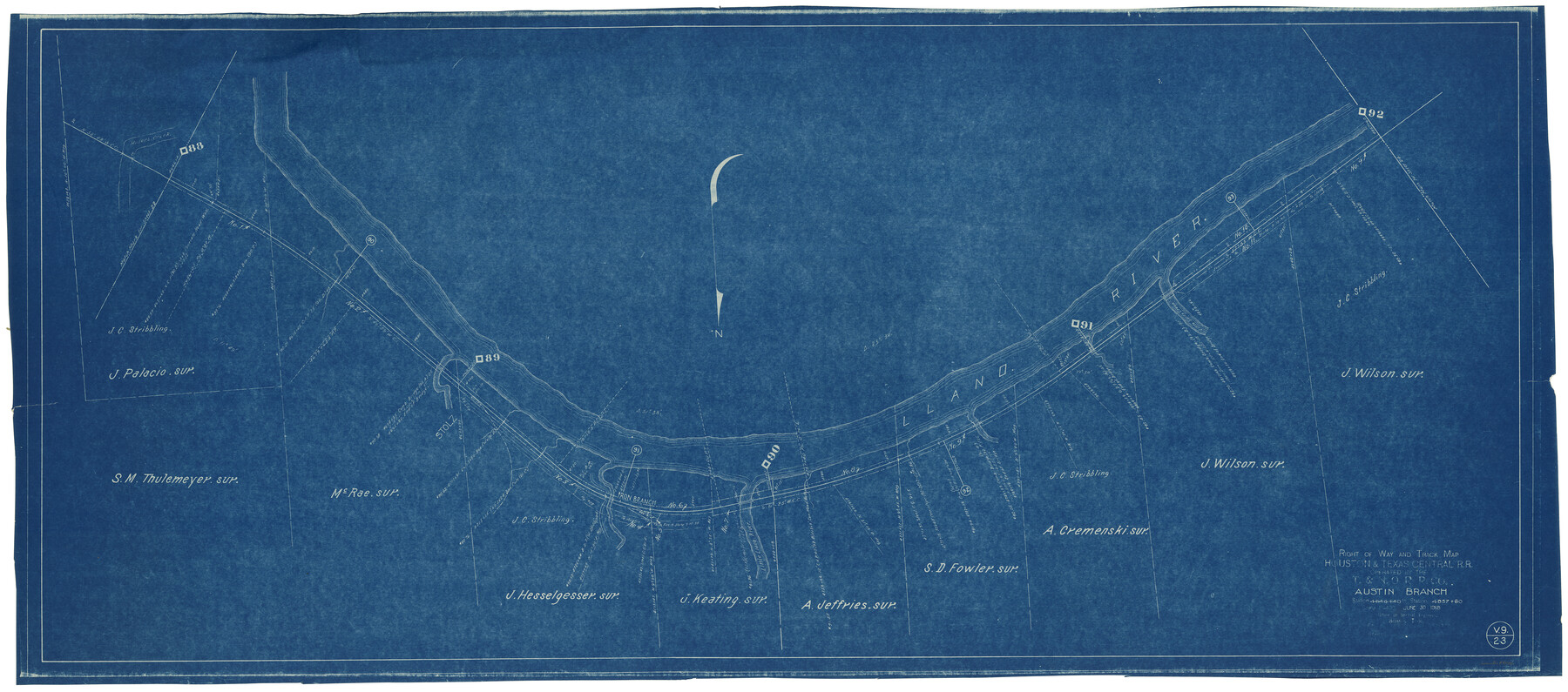 64556, Right of Way and Track Map Houston & Texas Central R.R. operated by the T. & N.O. R.R. Co., Austin Branch, General Map Collection