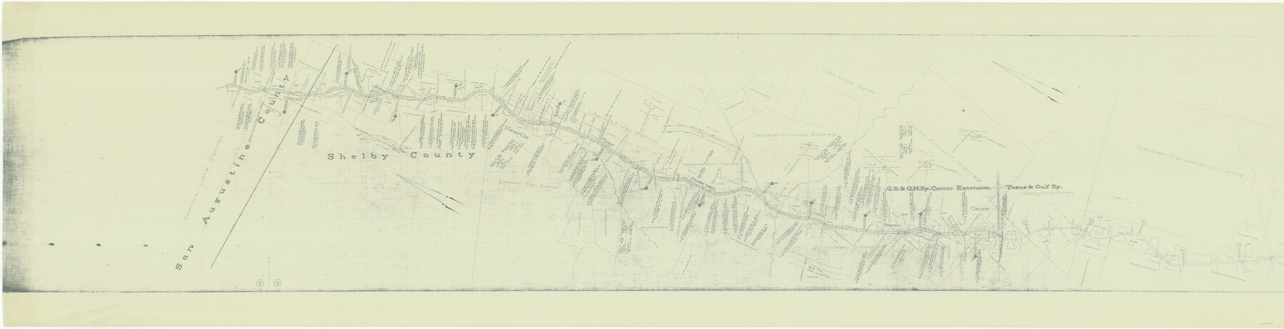 64568, [T. & G. Ry. Main Line, Texas, Right of Way Map, Center to Gary], General Map Collection