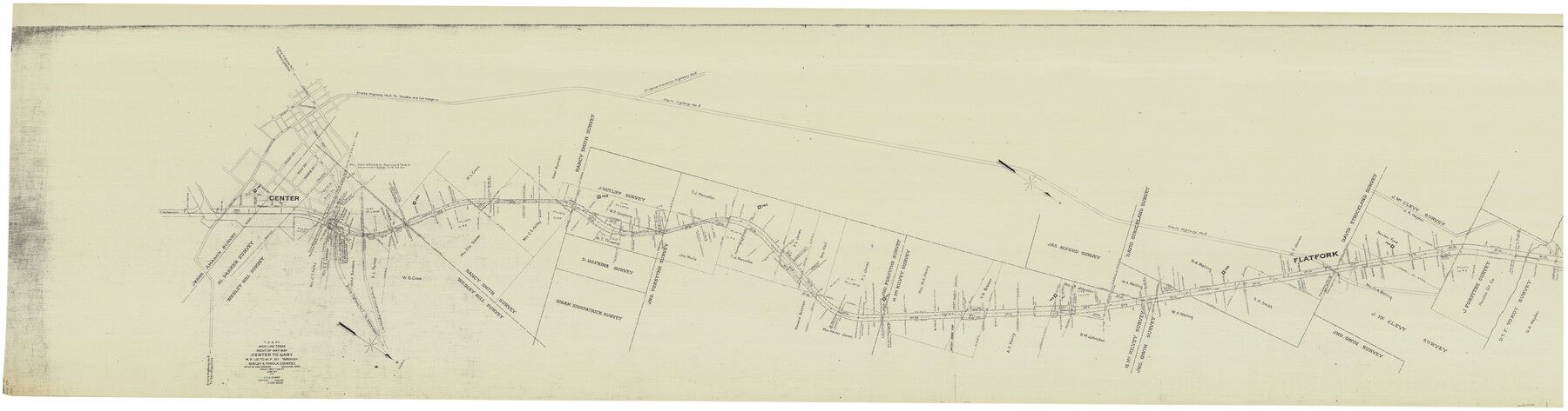 64570, T. & G. Ry. Main Line, Texas, Right of Way Map, Center to Gary, General Map Collection