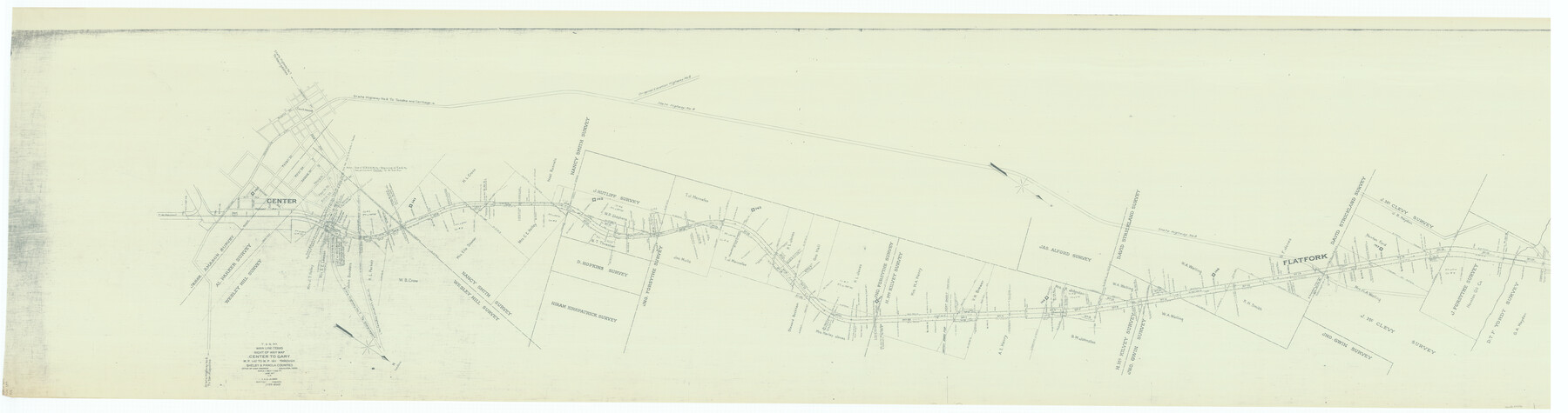 64570, T. & G. Ry. Main Line, Texas, Right of Way Map, Center to Gary, General Map Collection