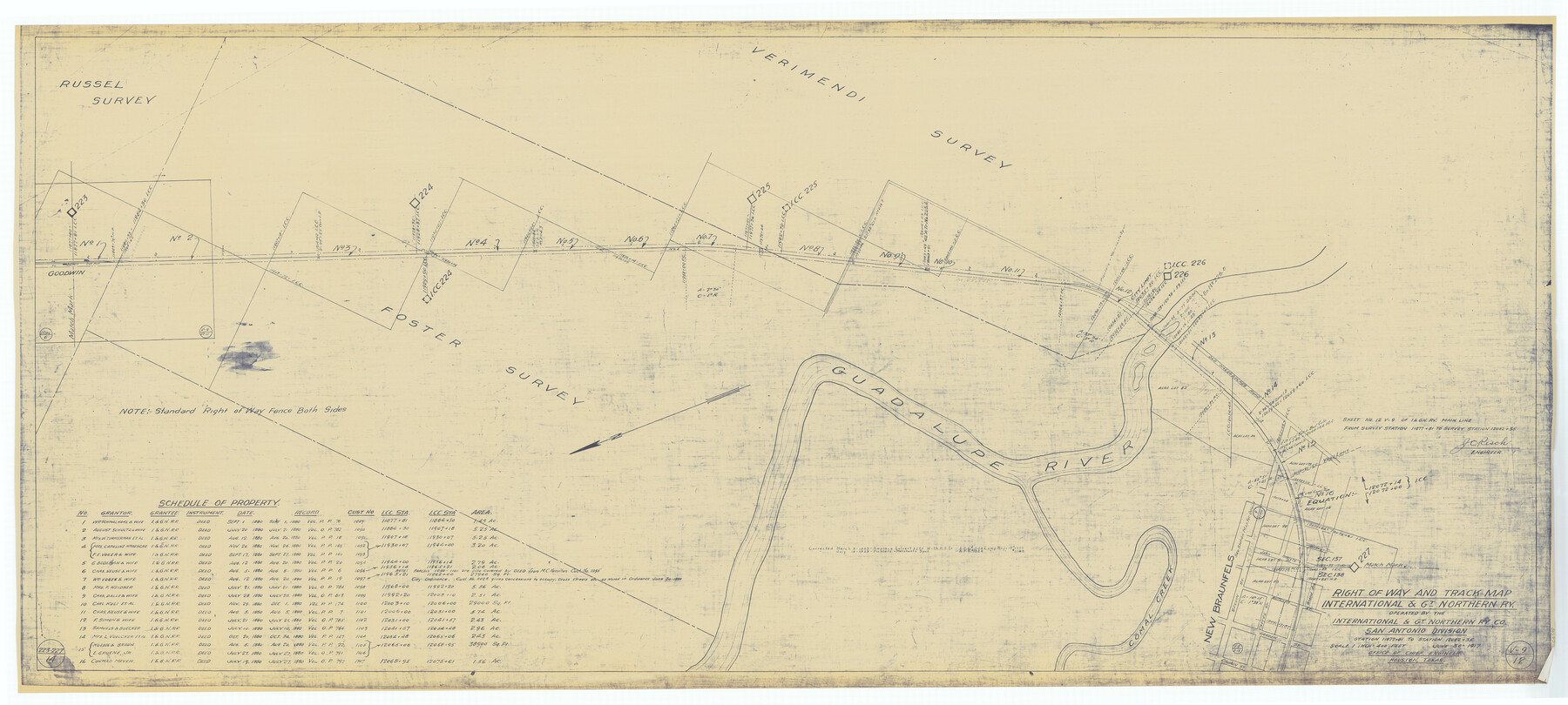 64588, Right of Way and Track Map International & Gt Northern Ry. operated by the International & Gt. Northern Ry. Co., San Antonio Division, General Map Collection