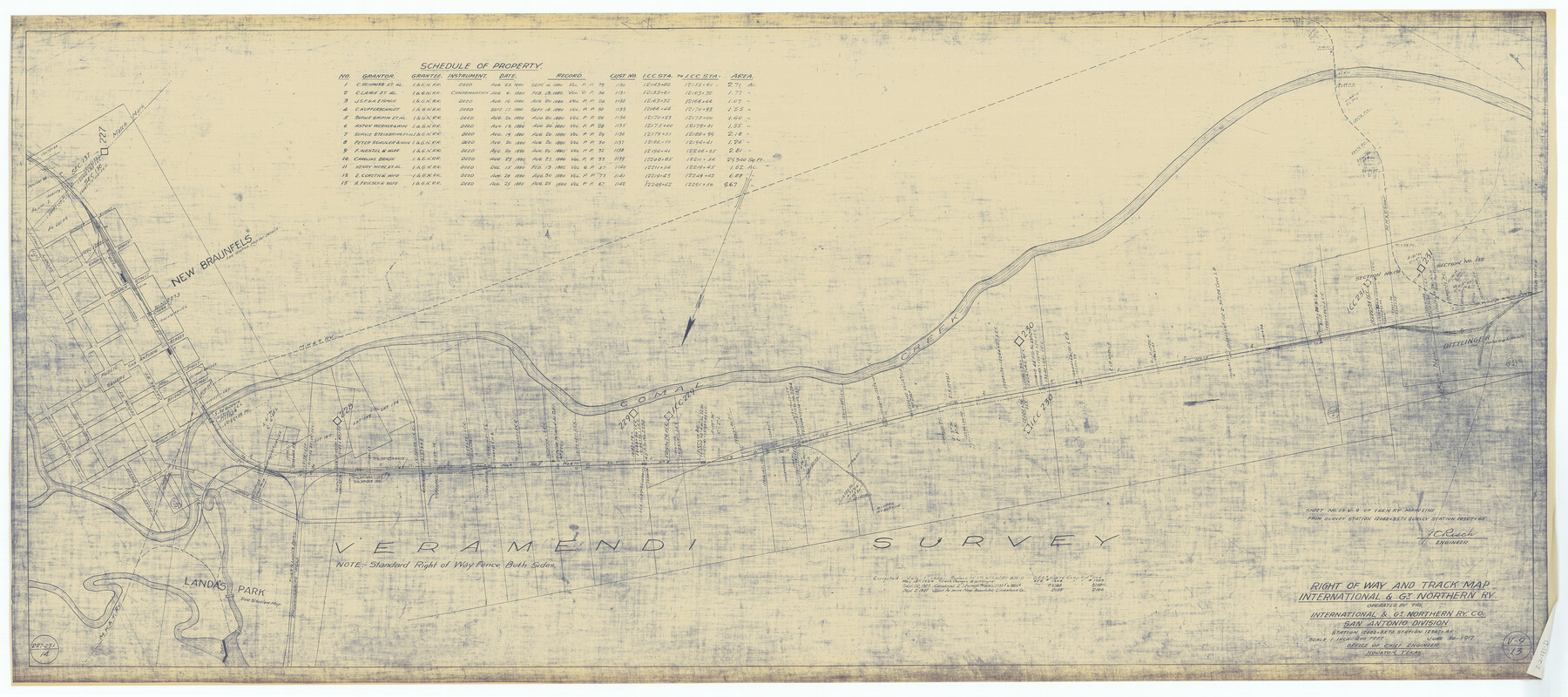 64589, Right of Way and Track Map International & Gt Northern Ry. operated by the International & Gt. Northern Ry. Co., San Antonio Division, General Map Collection