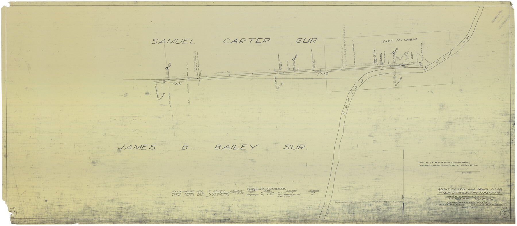 64593, Right of Way and Track Map International & Gt. Northern Ry. operated by the International & Gt. Northern Ry. Co., Columbia Branch Gulf Division, General Map Collection