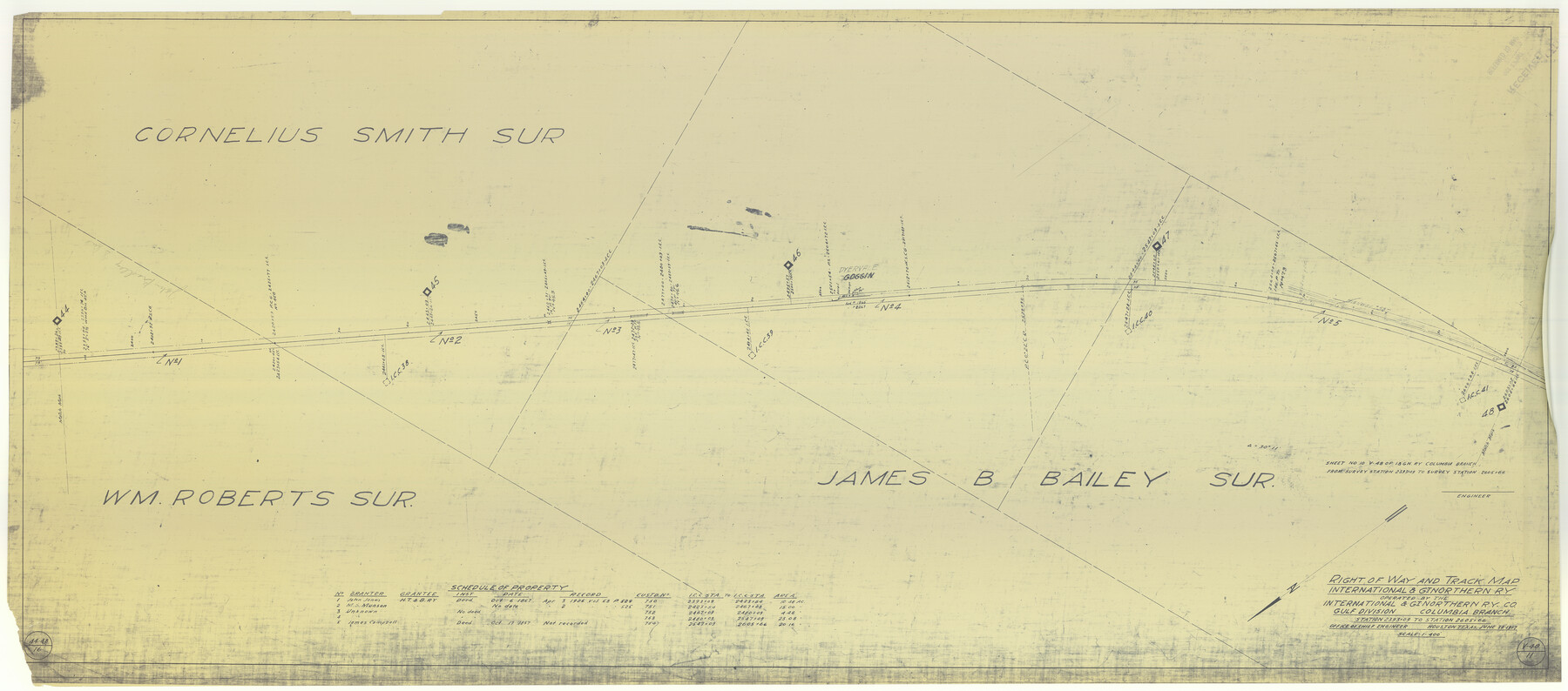 64594, Right of Way and Track Map International & Gt. Northern Ry. operated by the International & Gt. Northern Ry. Co., Gulf Division, Columbia Branch, General Map Collection