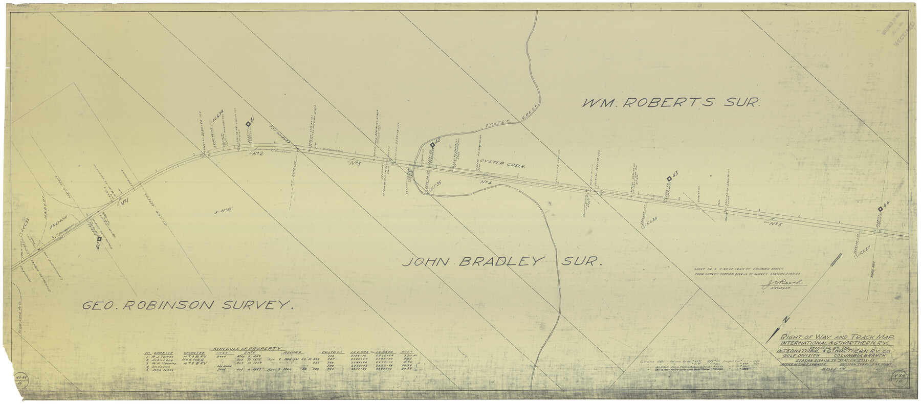 64595, Right of Way and Track Map International & Gt. Northern Ry. operated by the International & Gt. Northern Ry. Co., Gulf Division, Columbia Branch, General Map Collection