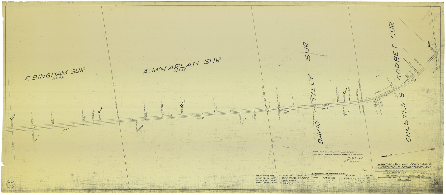 64599, Right of Way and Track Map International & Gt. Northern Ry. operated by the International & Gt. Northern Ry. Co., Columbia Branch, Gulf Division, General Map Collection