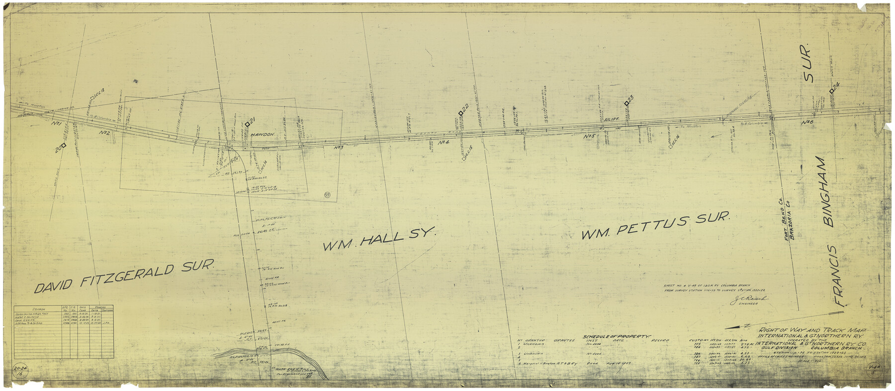 64601, Right of Way and Track Map International & Gt. Northern Ry. operated by the International & Gt. Northern Ry. Co., Gulf Division, Columbia Branch, General Map Collection