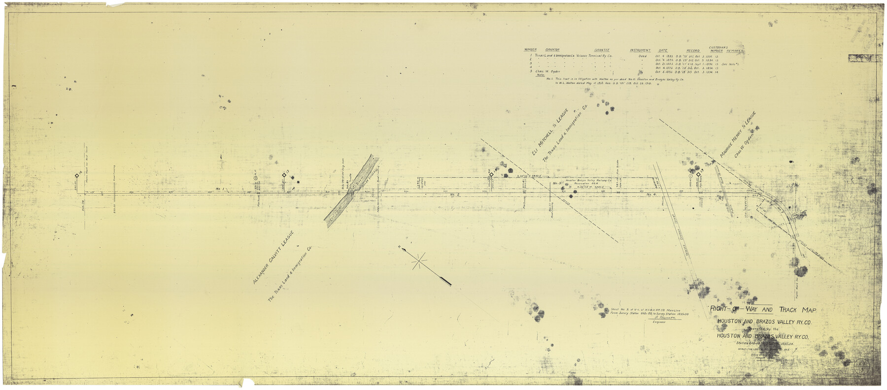 64604, Right-of-Way & Track Map, Houston and Brazos Valley Ry. Co. operated by the Houston and Brazos Valley Ry. Co., General Map Collection