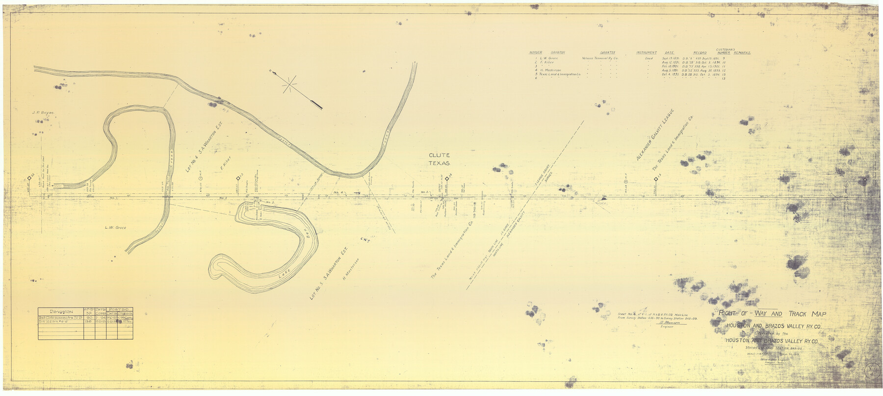 64605, Right-of-Way & Track Map, Houston and Brazos Valley Ry. Co. operated by the Houston and Brazos Valley Ry. Co., General Map Collection