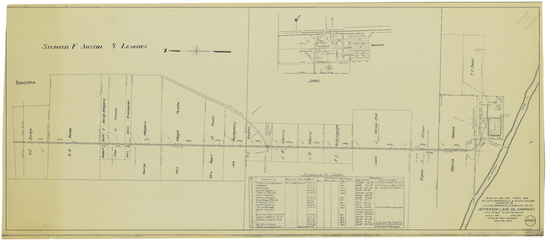 64612, Right of Way and Track Map, St. Louis, Brownsville & Mexico Railway operated by St. Louis Brownsville & Mexico Ry. Co., Jefferson Lake Oil Company, General Map Collection